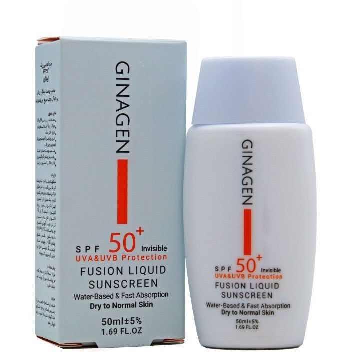 کرم ضدآفتاب بی رنگ ژیناژن مناسب پوست خشک و نرمال برپایه آب غیرکومدوژنیک spf50 حجم 50