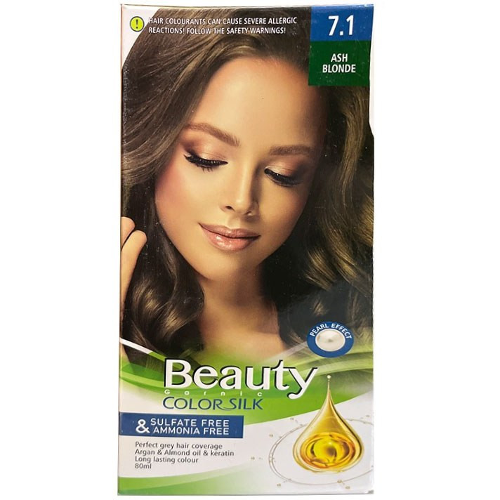 کیت رنگ مو بیوتی شماره 7.1 رنگ ASH BLONDE (بلوند خاکستری)