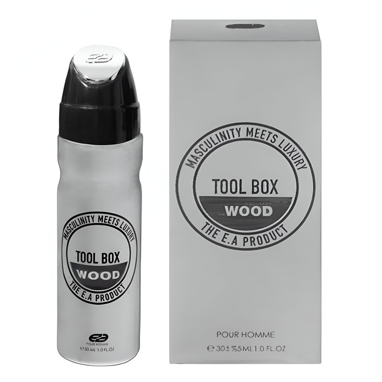 عطر جیبی wood مردانه عمادآرا مدل تولباکس وود حجم ۳۰میل
